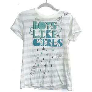 Boys Like Girls American Apparel Striped T Shirt SIGNED Size Large